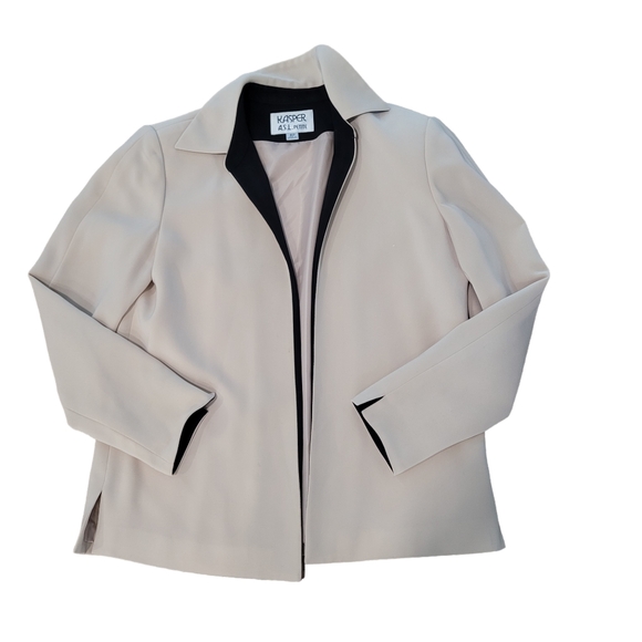Kasper for A.S.L Women's Button Pocket Shoulder Wrap Blazer Black/White Size 8 - Picture 1 of 5